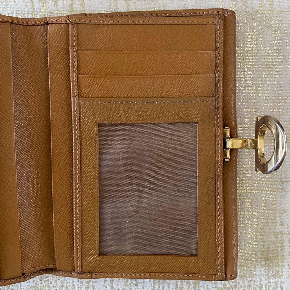 Salvatore Ferragamo Camel Color Compact Leather Wallet - Picture 7 of 11